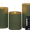Intratuin Anna's Collection LED Kerzen Set Riba grün D 7,5 H 10 / 12,5 / 15 cm 3 St.| Led Kerzen