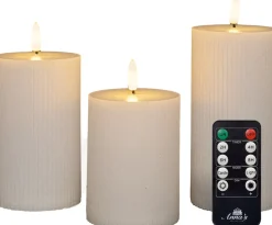 Intratuin Anna's Collection LED Kerzen Set Riba weiß D 7,5 H 10 / 12,5 / 15 cm 3 St.| Led Kerzen