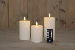 Intratuin Anna's Collection LED Kerzen Set Riba weiß D 7,5 H 10 / 12,5 / 15 cm 3 St.| Led Kerzen