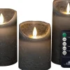 Intratuin Anna's Collection LED Kerzen Set Dinu grau D 7,5 H 10 / 12,5 / 15 cm 3 St.| Led Kerzen