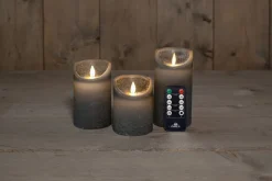 Intratuin Anna's Collection LED Kerzen Set Dinu grau D 7,5 H 10 / 12,5 / 15 cm 3 St.| Led Kerzen