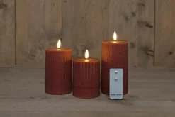 Intratuin Anna's Collection LED Kerzen Set Riba rosa D 7,5 H 10 / 12,5 / 15 cm 3 St.| Led Kerzen