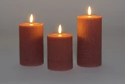 Intratuin Anna's Collection LED Kerzen Set Riba rosa D 7,5 H 10 / 12,5 / 15 cm 3 St.| Led Kerzen