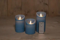 Intratuin Anna's Collection LED Kerzen Set blau D 7,5 H 10 / 12,5 / 15 cm 3 St.| Led Kerzen