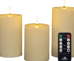 Intratuin Anna's Collection LED Kerzen Set Riba elfenbein D 7,5 H 10 / 12,5 / 15 cm 3 St.| Led Kerzen