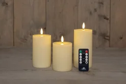 Intratuin Anna's Collection LED Kerzen Set Riba elfenbein D 7,5 H 10 / 12,5 / 15 cm 3 St.| Led Kerzen