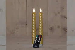 Intratuin Anna's Collection LED Stabkerzen Swirl gold D 2 H 23 cm 2 St.| Led Kerzen