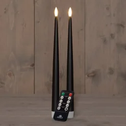 Intratuin Anna's Collection LED Stabkerze Mino schwarz D 3 H 30 cm 2 St.| Led Kerzen