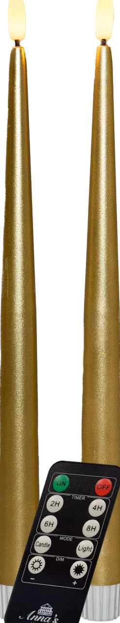Intratuin Anna's Collection LED Stabkerze mit Timer gold D 2,2 H 30 cm 2 St.| Led Kerzen