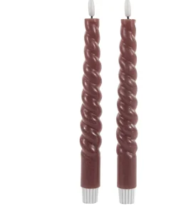 Intratuin Anna's Collection LED Stabkerzen Swirl rosa D 2 H 23 cm 2 St.| Led Kerzen