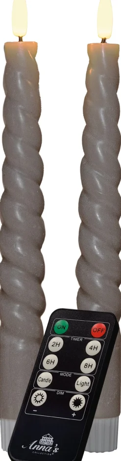 Intratuin Anna's Collection LED Stabkerzen Swirl taupe D 2 H 23 cm 2 St.| Led Kerzen
