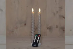 Intratuin Anna's Collection LED Stabkerzen Swirl taupe D 2 H 23 cm 2 St.| Led Kerzen