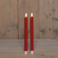 Intratuin Anna's Collection LED Tafelkerze Larni rot D 2,1 H 25 cm 2 St.| Led Kerzen