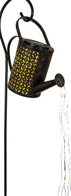 Intratuin Anna's Collection solar Gartenstecker Gießkanne schwarz 23,5 x 10 x 84 cm| Gartenstecker