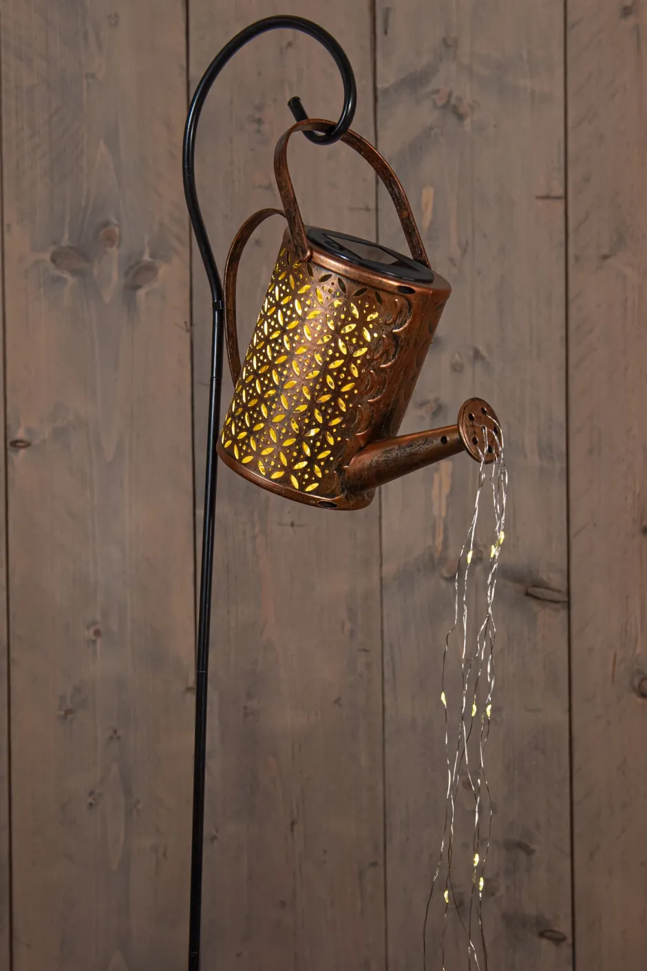 Intratuin Anna's Collection solar Gartenstecker Gießkanne kupfer 23,5 x 10 x 84 cm| Gartenstecker