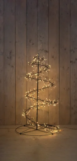 Intratuin Anna's Collection Weihnachtsbaum Swirl schwarz mit 480 extra warm / warmweiß leuchtenden Lichtern D 67 H 120 cm| Alternative Weihnachtsbäume