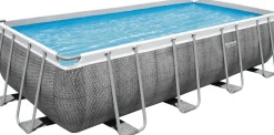 Intratuin Bestway Stahlrahmen-Pool Power Steel Rattan-Look rechteckig 488 x 244 x 122 cm| Pools & Planschbecken