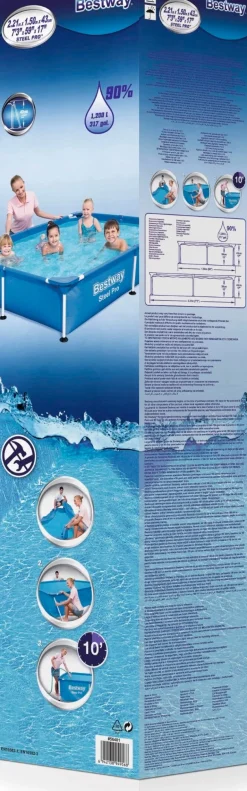 Intratuin Bestway Stahlrahmen-Pool Steel Pro rechteckig 221 x 150 x 43 cm| Pools & Planschbecken