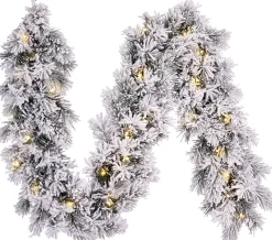 Intratuin Black Box Girlande Dinsmore 180 cm mit Schnee 25 LEDs warmweiß| Weihnachts- & Tannengirlanden