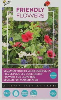 Intratuin Buzzy® Friendly Flowers Blumen für Marienkäfer Samen-Mischung für 25 m²| Saatgut|Blühende Pflanzen