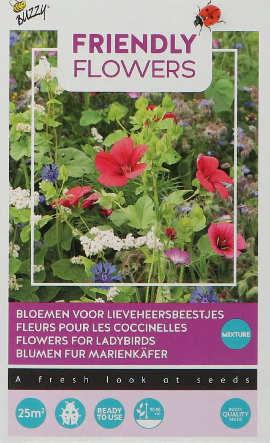Intratuin Buzzy® Friendly Flowers Blumen für Marienkäfer Samen-Mischung für 25 m²| Saatgut|Blühende Pflanzen