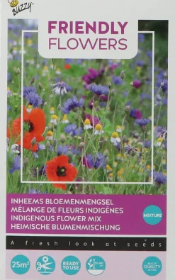 Intratuin Buzzy® Friendly Flowers Einheimische Blumen Samen-Mischung für 25 m²| Saatgut|Blühende Pflanzen