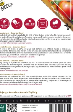 Intratuin Buzzy® Pomodori Fleischtomate (Solanum lycopersicum 'Cœur de Bœuf') Samen| Gemüsesamen|Saatgut