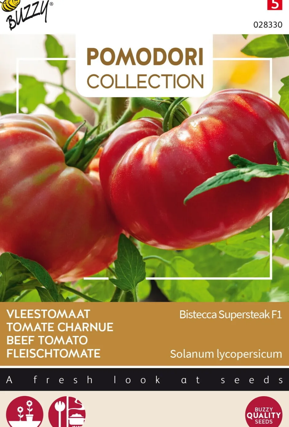 Intratuin Buzzy® Pomodori Fleischtomate (Solanum lycopersicum 'Bistecca Supersteak F1') Samen| Gemüsesamen|Saatgut