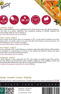 Intratuin Buzzy® Pomodori Kirschtomate (Solanum lycopersicum 'Dolly F1') Samen| Gemüsesamen|Saatgut