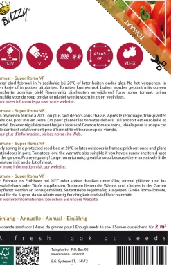Intratuin Buzzy® Pomodori Roma-Tomate (Solanum lycopersicum 'Super Roma VF') Samen| Gemüsesamen|Saatgut