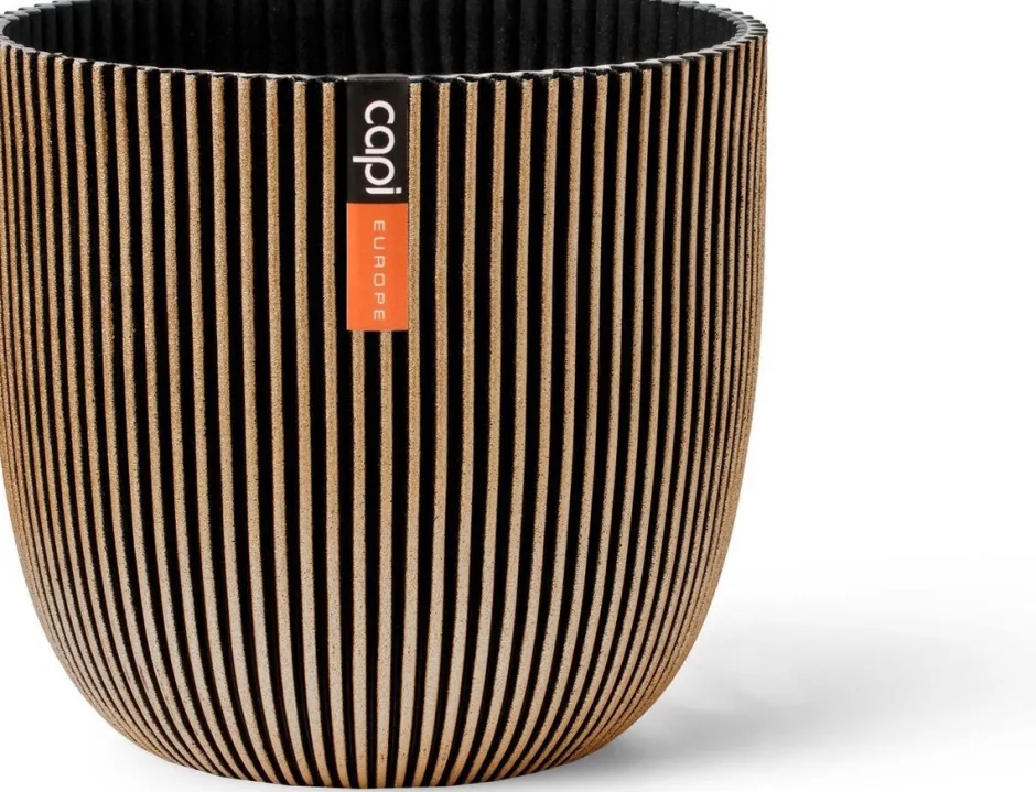 Intratuin Capi Europe Blumentopf Groove gold / schwarz D 16,5 H 15 cm| Blumentöpfe|Blumentöpfe & Pflanzgefäße