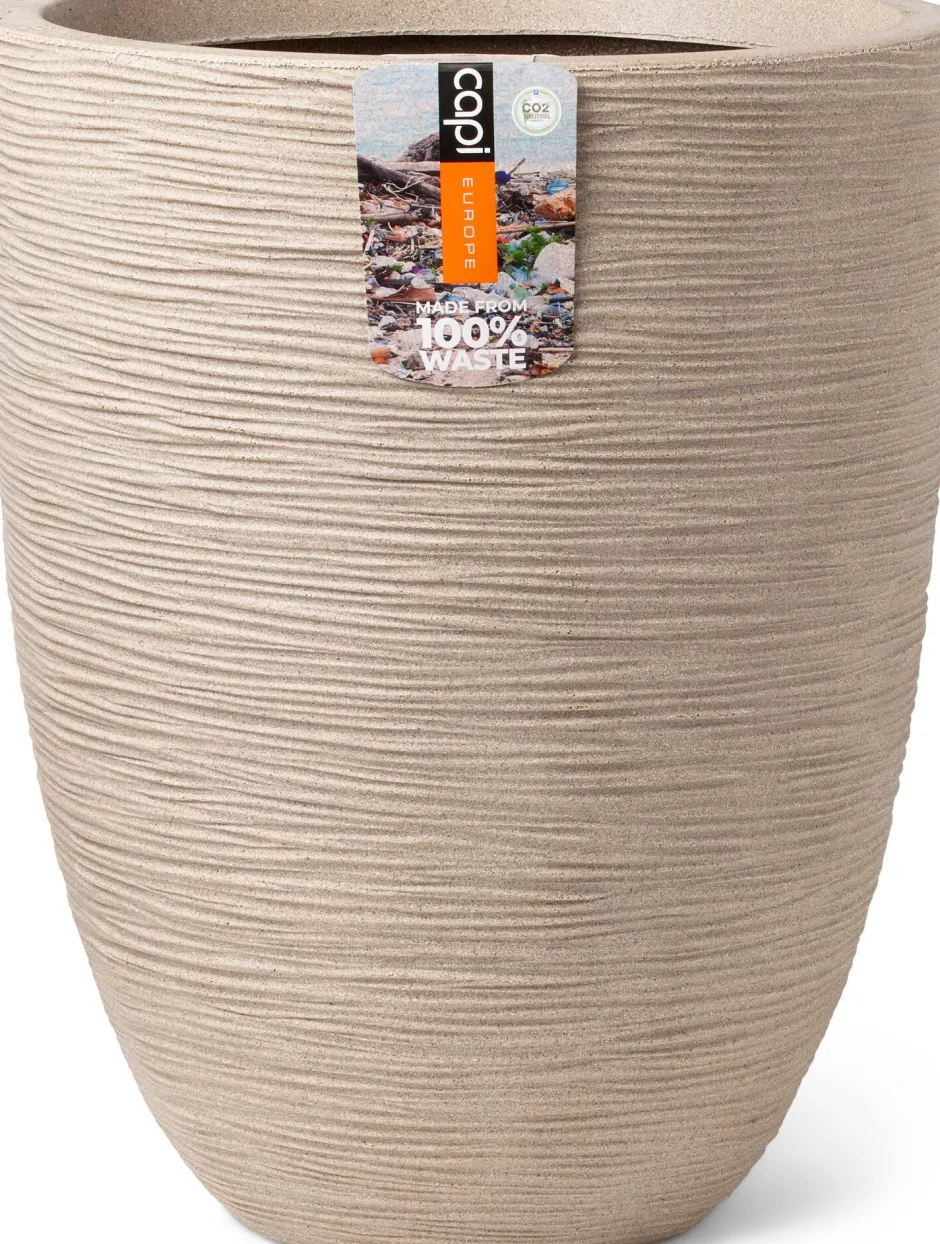 Intratuin Capi Europe Blumentopf Waste Rib beige D 46 H 58 cm| Blumentöpfe|Blumentöpfe & Pflanzgefäße