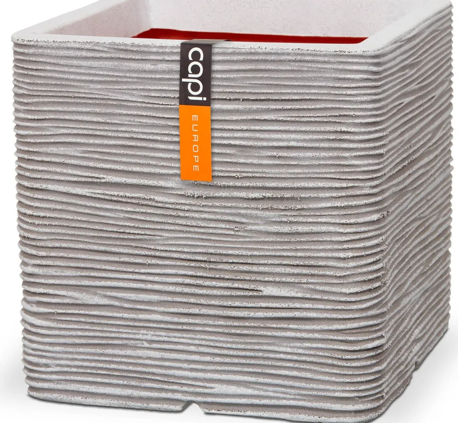 Intratuin Capi Europe Pflanzkübel Nature Rib elfenbein 40 x 40 x 40 cm| Blumentöpfe|Blumentöpfe & Pflanzgefäße