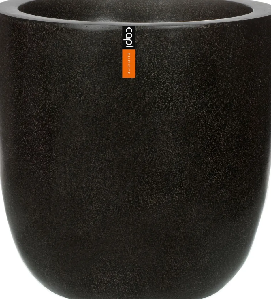 Intratuin Capi Lux Terrazzo Pflanzkübel rund D 28 cm H 26 cm schwarz| Blumentöpfe|Blumentöpfe & Pflanzgefäße