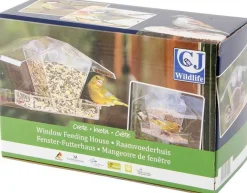 Intratuin CJ Wildlife Fenster-Vogelfutterhaus Kreta transparent 24 x 9 x 15 cm| Gartenvögel|Vogelfutterhäuser