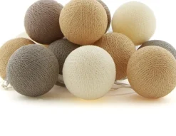 Intratuin Cotton Ball Lights Lichterkette Bonbon Starterset braun 7,4 m mit 20 Lampen| Außenlichterketten