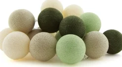 Intratuin Cotton Ball Lights Lichterkette Frog Starterset creme / grün 7,4 m mit 20 Lampen| Außenlichterketten