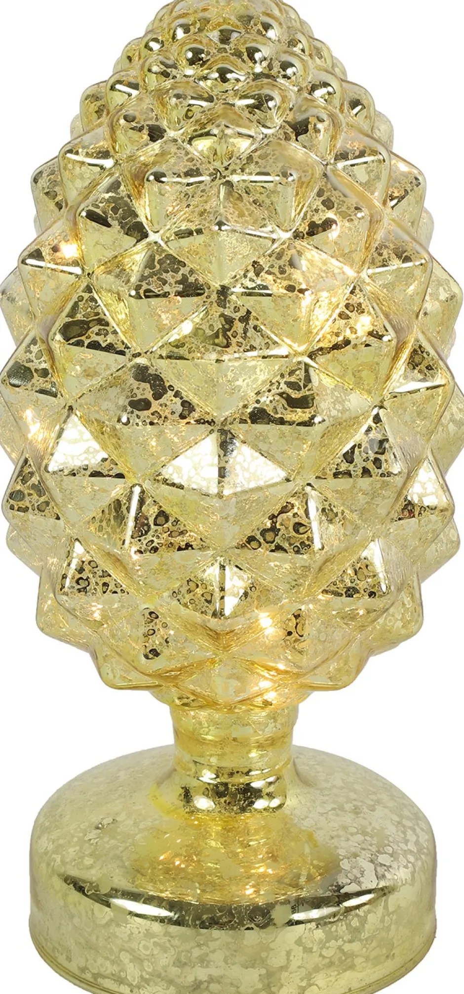 Intratuin Countryfield Tischlampe Tannenzapfen Vardan gelb / gold 8 LEDs warmweiß D 10 H 21,5 cm| Weihnachtsleuchten