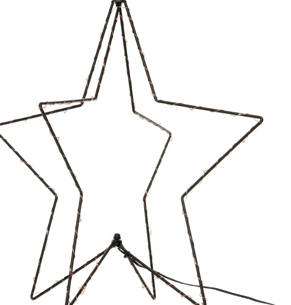 Intratuin 3D Weihnachtsstern schwarz beleuchtet mit 60 LEDs klassisch warm D 51 cm| Weihnachtssterne