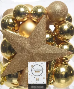 Intratuin Decoris Weihnachtsbaumschmuck Marilene gold 33 St.| Weihnachtskugeln & -Anhänger|Weihnachtsbaumspitzen
