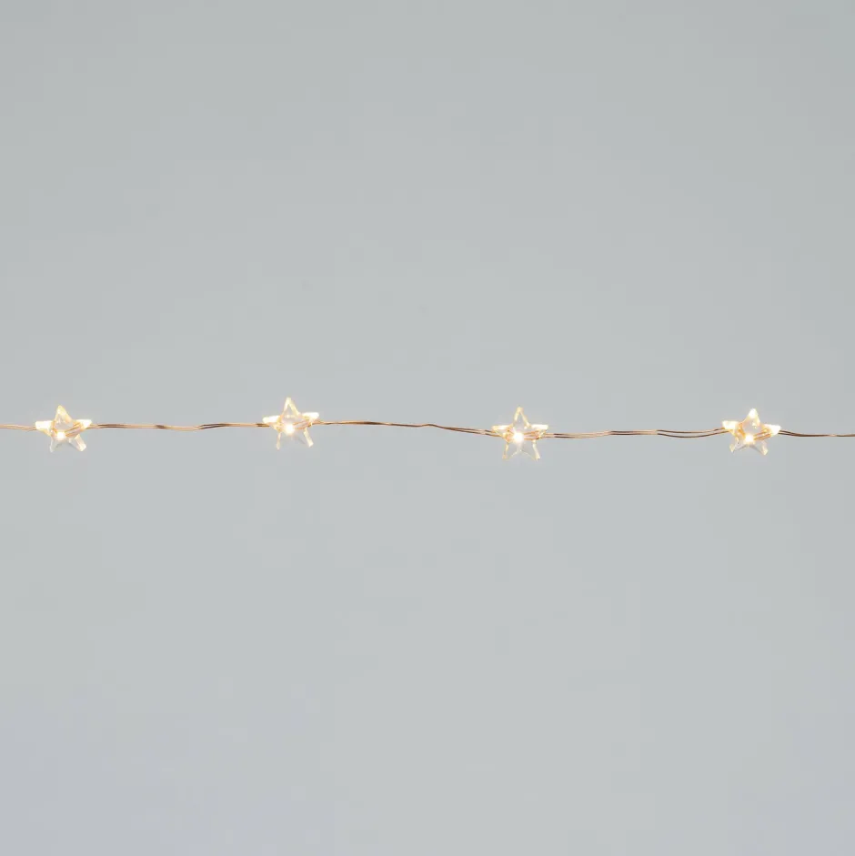 Intratuin Drahtlichterkette Sterne kupfer 2 m mit 40 LEDs extra warm| Motiv-Lichterketten