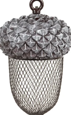 Intratuin Esschert Design Vogelfutterspender Eichel silber D 14 H 22,2 cm| Gartenvögel|Vogelfutterhäuser