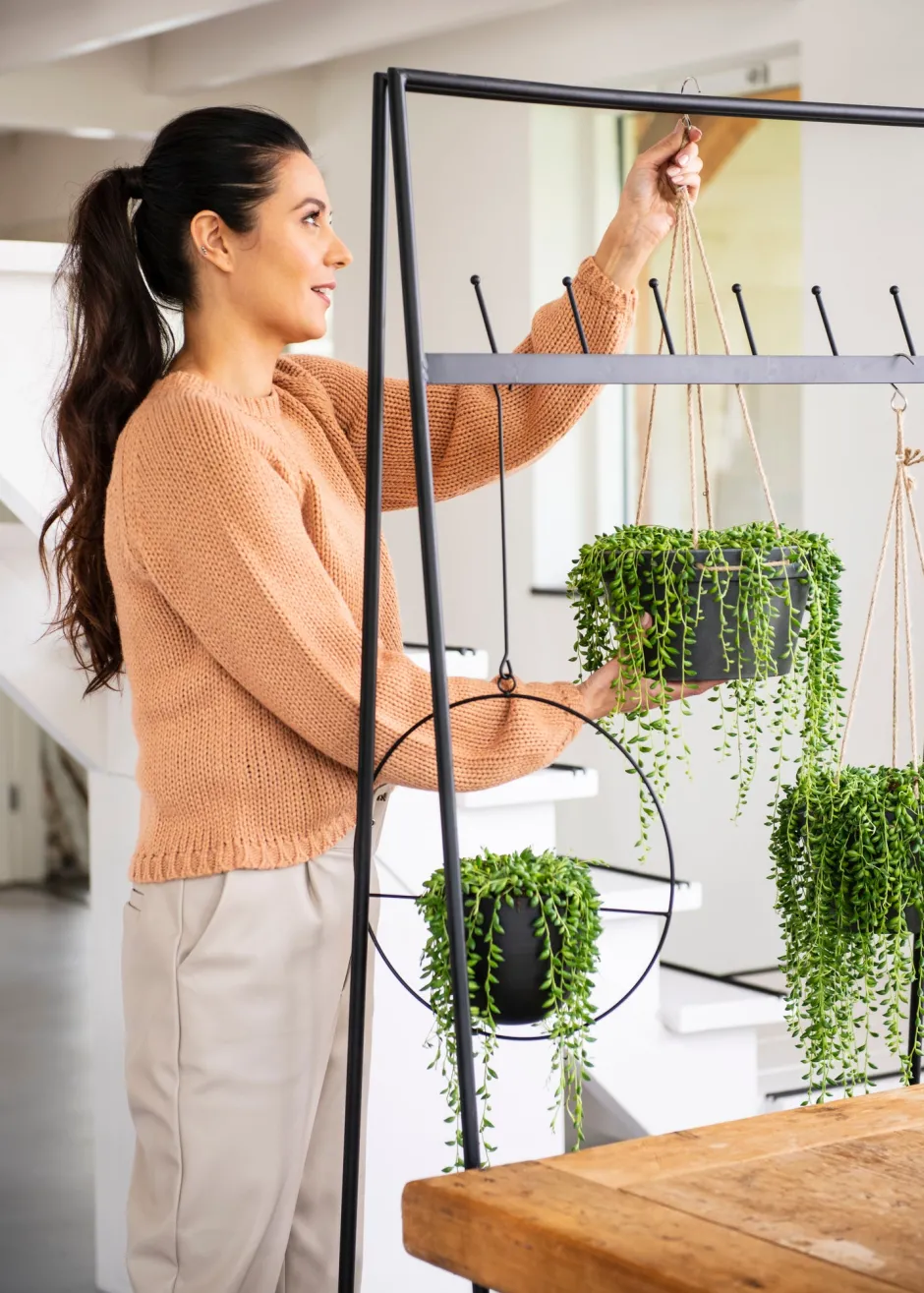 Intratuin Everydays by Hängetopf Dexter schwarz 35 x 14 x 65 cm| Blumenampeln & Hängetöpfe|Blumentöpfe & Pflanzgefäße