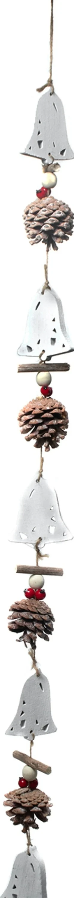 Intratuin Girlande mit Tannenzapfen weiß Uhr 5 x 2 x 85 cm| Weihnachtliche Wanddeko