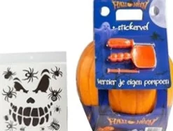 Intratuin Halloween Kürbis mit Werkzeug und Aufklebern D 35 cm| Pflanzen Für Schatten|Einjährige Pflanzen