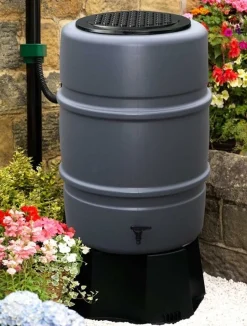 Intratuin Harcostar Regentonne 168 L anthrazit| Gießen & Bewässerung|Regentonnen