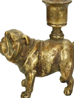 Intratuin HD Collection Kerzenständer Hund gold 12 x 6,5 x 11,2 cm| Kerzenständer