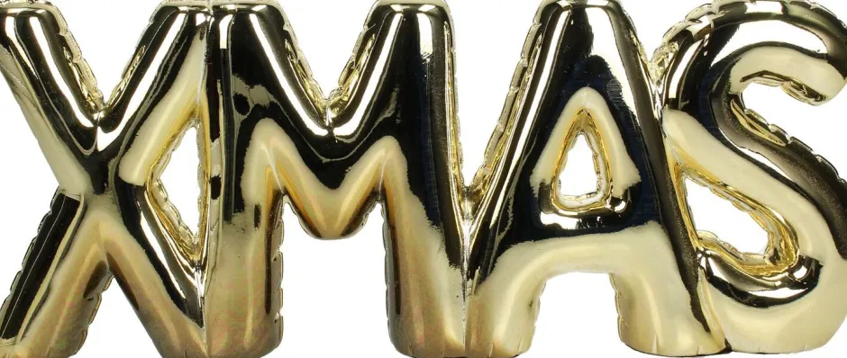 Intratuin HD Collection Weihnachtsdeko Wand X-mas gold 14 x 4,2 x 35 cm| Weihnachtsfiguren & -Objekte