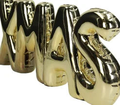 Intratuin HD Collection Weihnachtsdeko Wand X-mas gold 14 x 4,2 x 35 cm| Weihnachtsfiguren & -Objekte