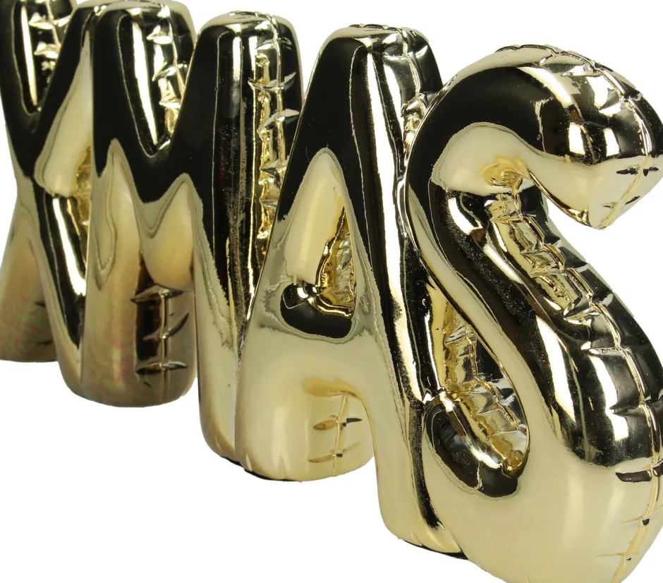 Intratuin HD Collection Weihnachtsdeko Wand X-mas gold 14 x 4,2 x 35 cm| Weihnachtsfiguren & -Objekte